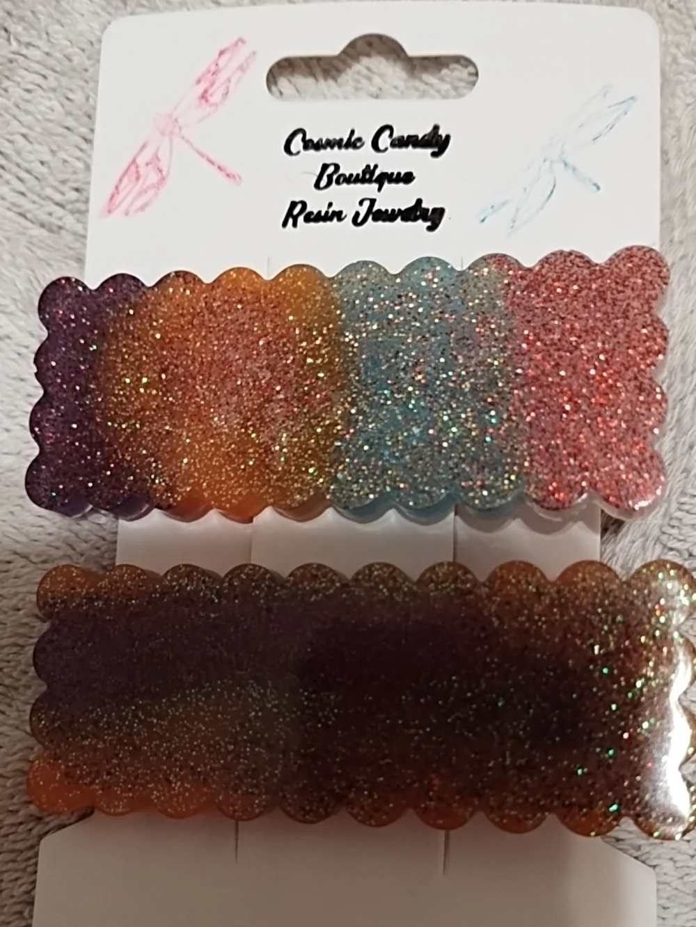 Glitter Resin Hair Clips - Multicolor Sparkle